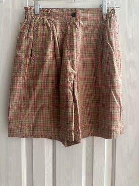 Vintage Plaid Earthy Neutral Bermuda Shorts Size 8 Preppy Academia Grandpacore